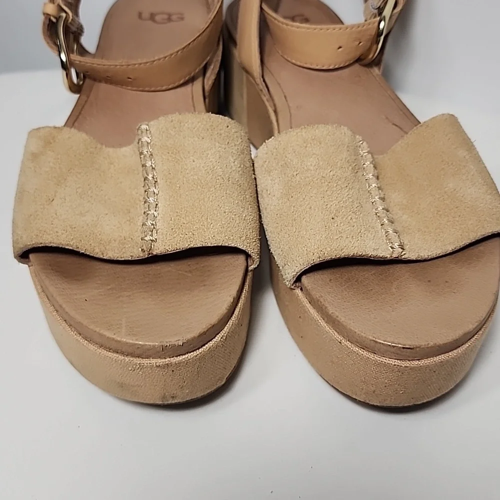 UGG Australia Tan Marchella‎ Open Toe Suede Platform Sandals Size 7.5